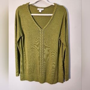 Coldwater Creek wool blend olive green‎ sweater sz L